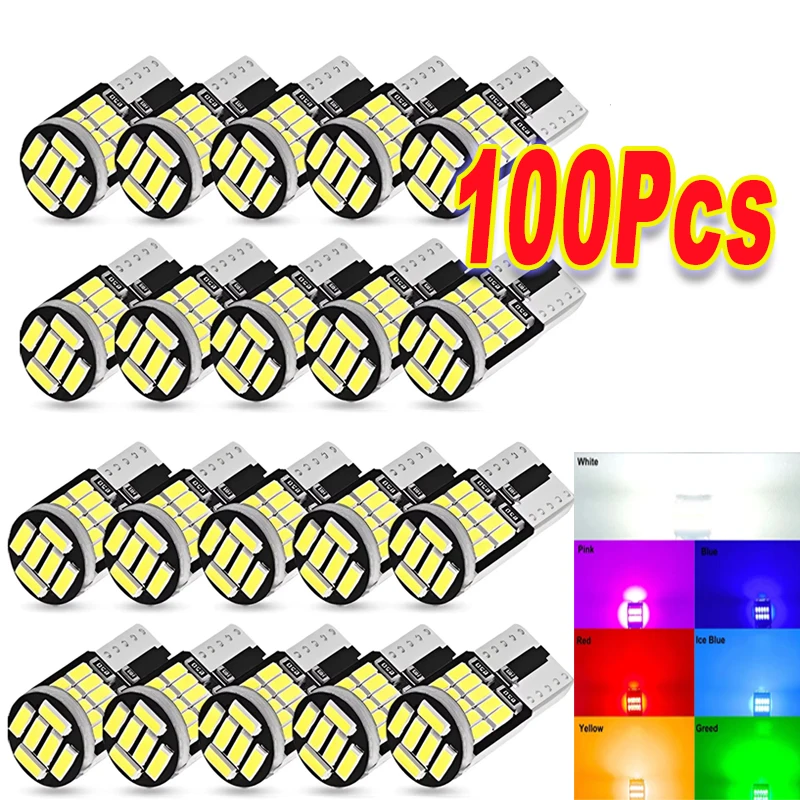 

100Pcs LED Indicator Bulb Decoder High Brightness Car Lights W5W Reading Lights License Plate Lights Car Accessories