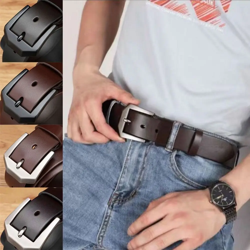 

Waist Decoration Versatile Business Leather Belt Luxury Brand Man Pin Buckle Waistband Leisure Belt