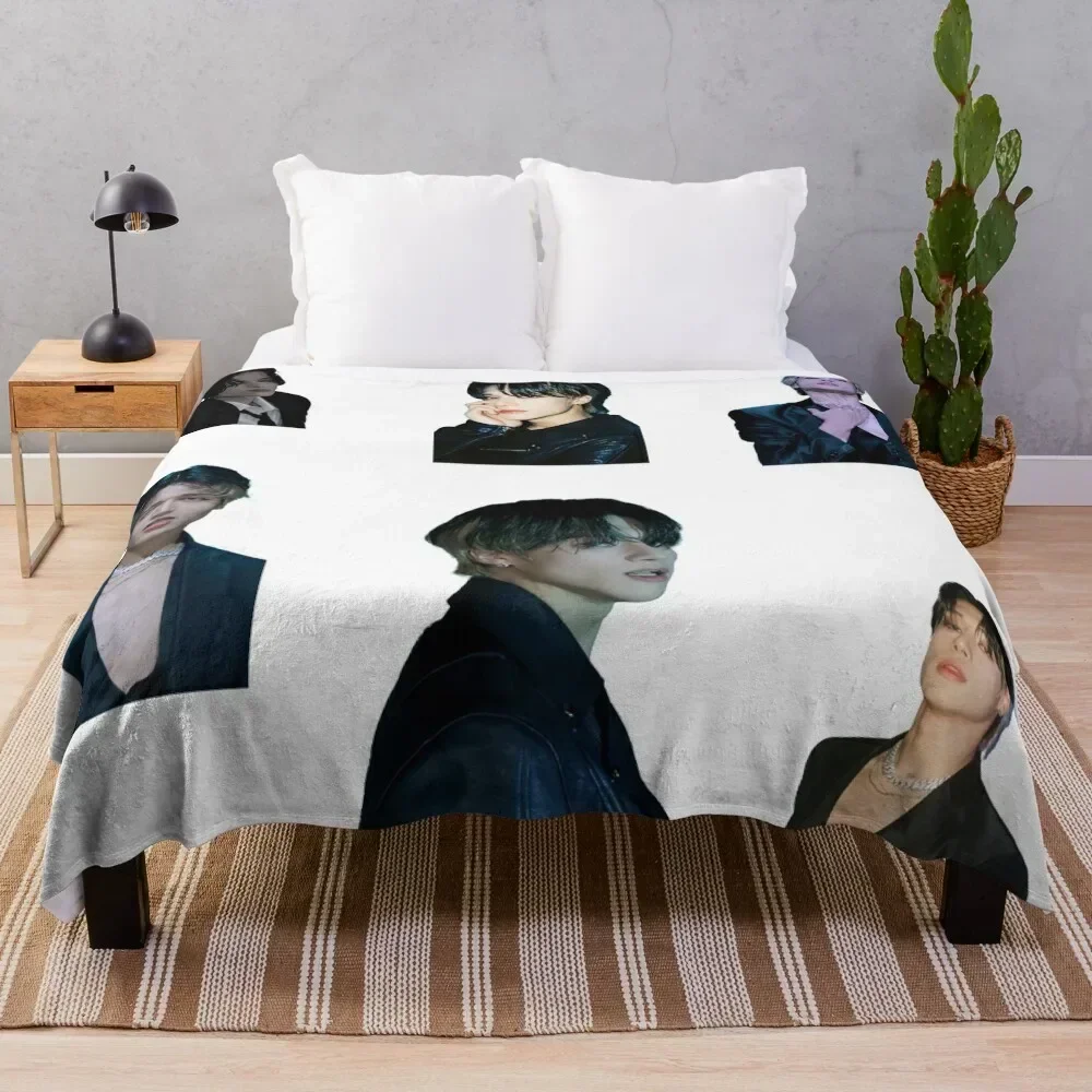 

wooyoung,ateez bad dance cover Throw Blanket Faux Fur Soft Warm Blanket for Bed