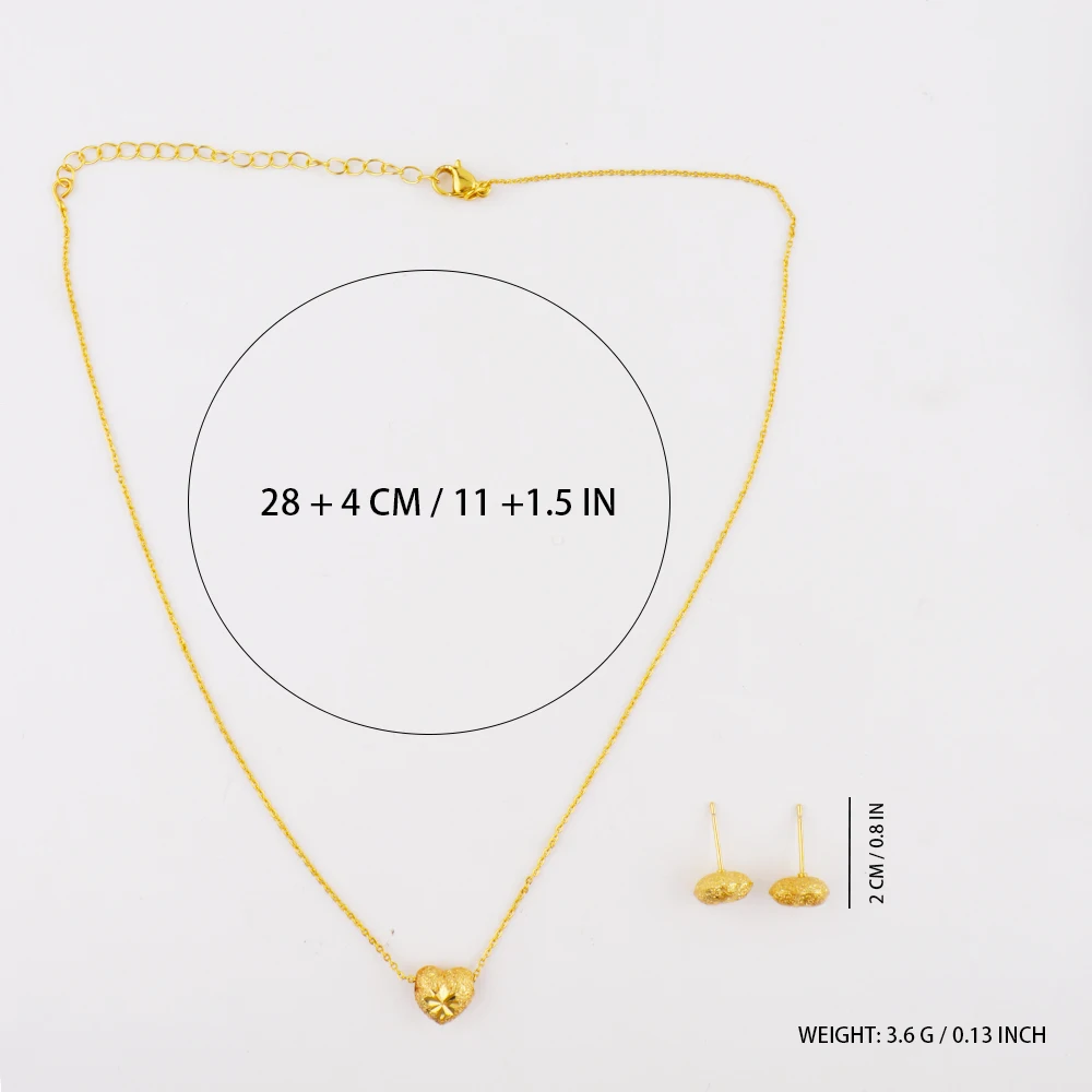 Gold Heart Jewelry Set for Party & Wedding