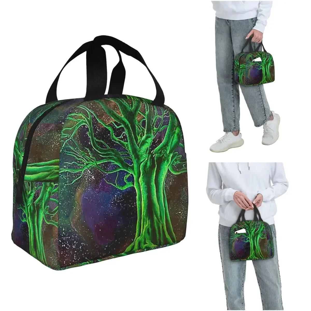 Magic Green Tree Insulated Lunch Bag for Women Kids Leakproof Food Boxes Thermal Lunch Box Tote