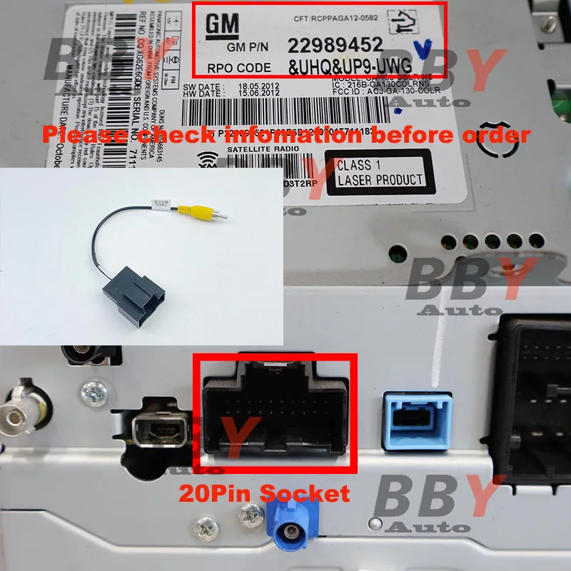 20Pin Rear View Camera Retention Adapter For Chevrolet Camaro 2013~2015 Retain Car Camera with Aftermarket Navigation system