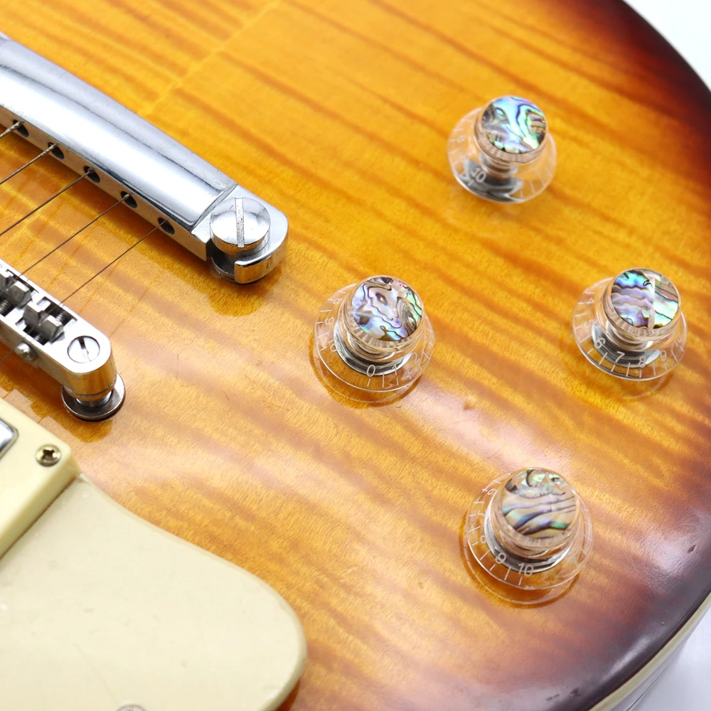 3 Stück/4 Stück Gitarrenknöpfe Abalone Top Bell Top Hat Speed Volume Tone Knob für LP ST Gitarre – Detail 13