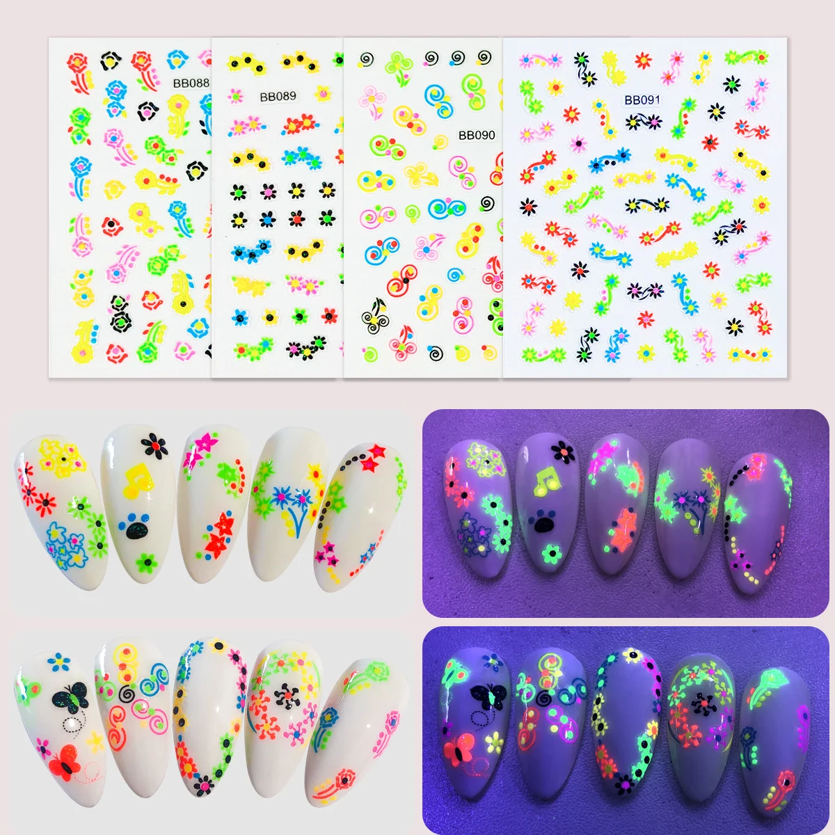 5 pezzi 5D adesivi colorati per nail art per bambini Kawaii farfalla fiore fiocco adesivo acrilico decalcomanie per manicure decorazioni accessori