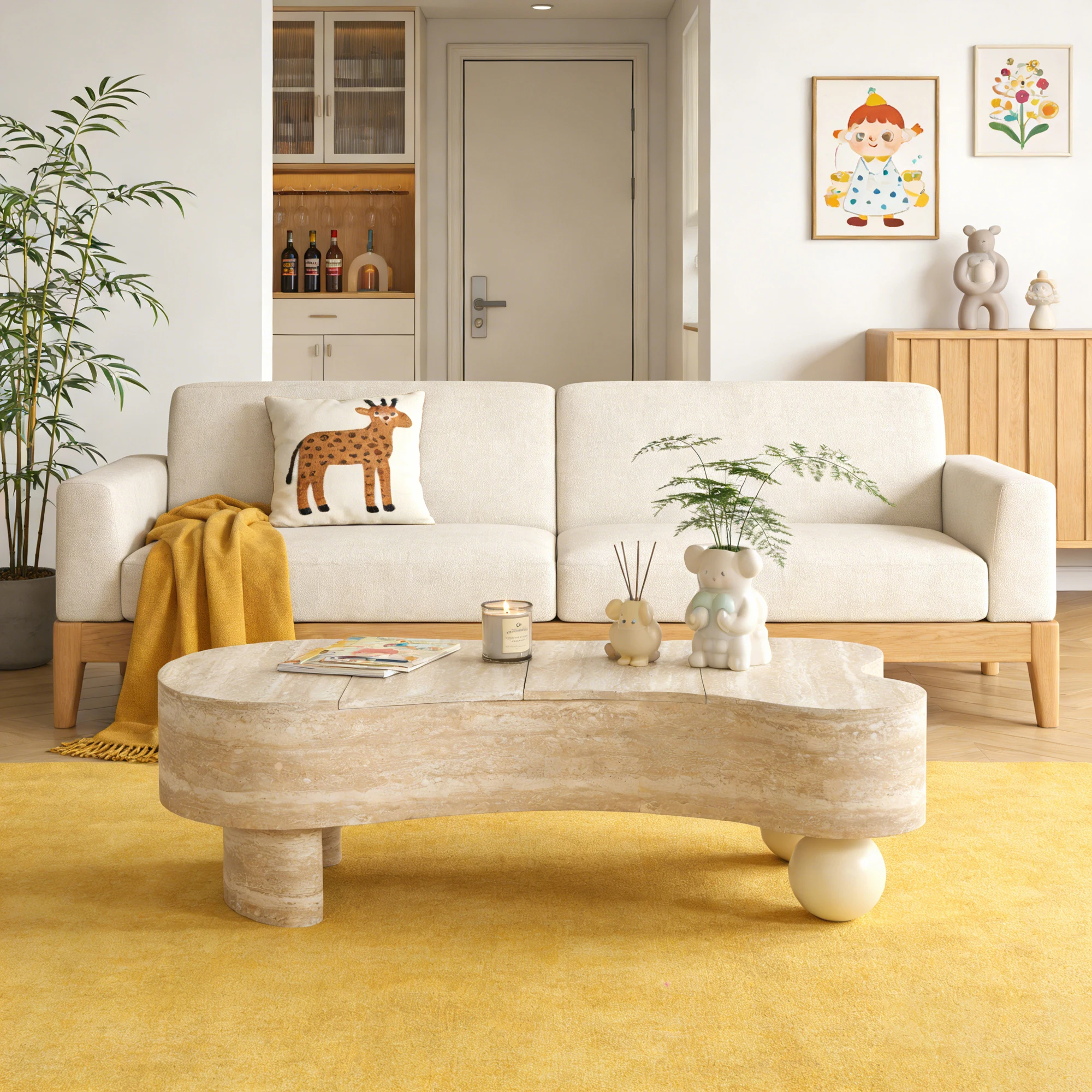 #Modern Durable Irregular Coffee Table With Flip Top And Hidden Storage Compartment