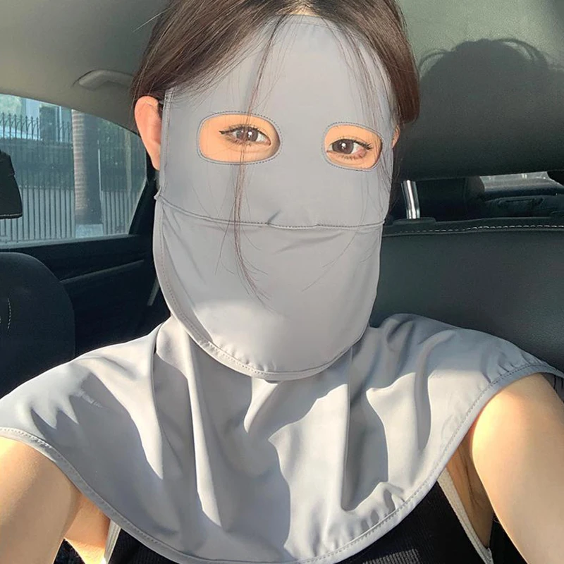 2026 Sommer Sonnenschutzmaske für Frauen mit Langem Nackenschutz Integrierte Gesichtsmaske Vollgesichtsschutz Atmungsaktive Maske