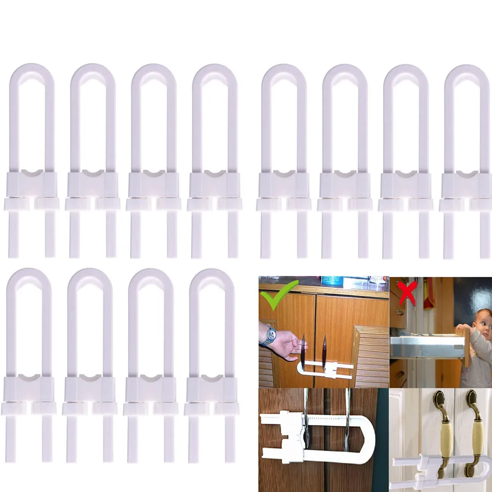 4pcs Door Lock For Closet Child Safety Cabinet Latches For Baby Proofing Safe Closet Kitchen Door U-Shaped Lock Cabinet Locks