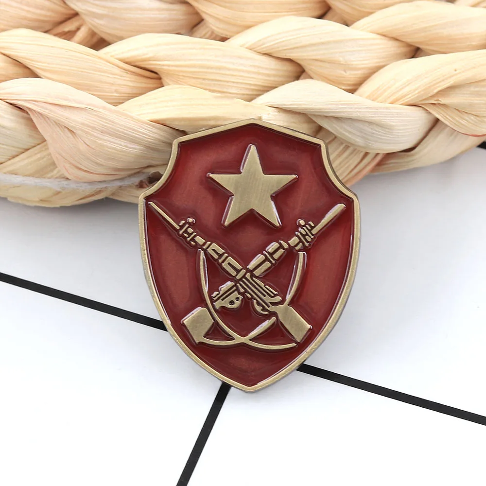 Russisches Abzeichen der 9. separaten Garde-Motorisierten-Gewehrbrygade, sowjetischer Roter Stern, gekreuzte Gewehre, militärische Brosche, Souvenir-Geschenk – Detail 6