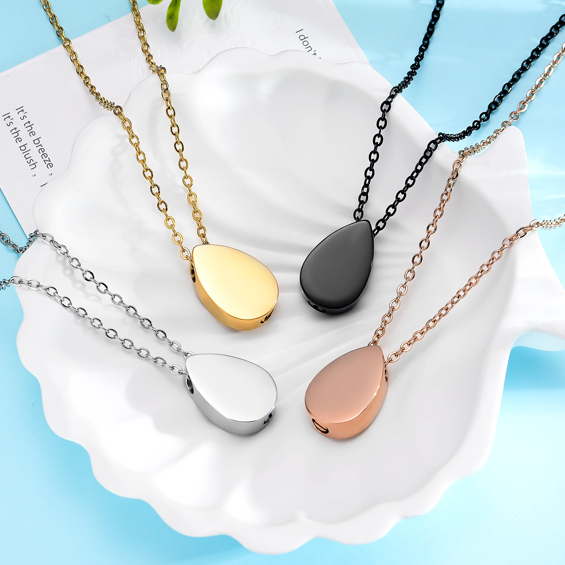Stainless Steel Teardrop Keepsake Ashes Necklace Urn Cremation Pendant Memorial Customized Jewelry