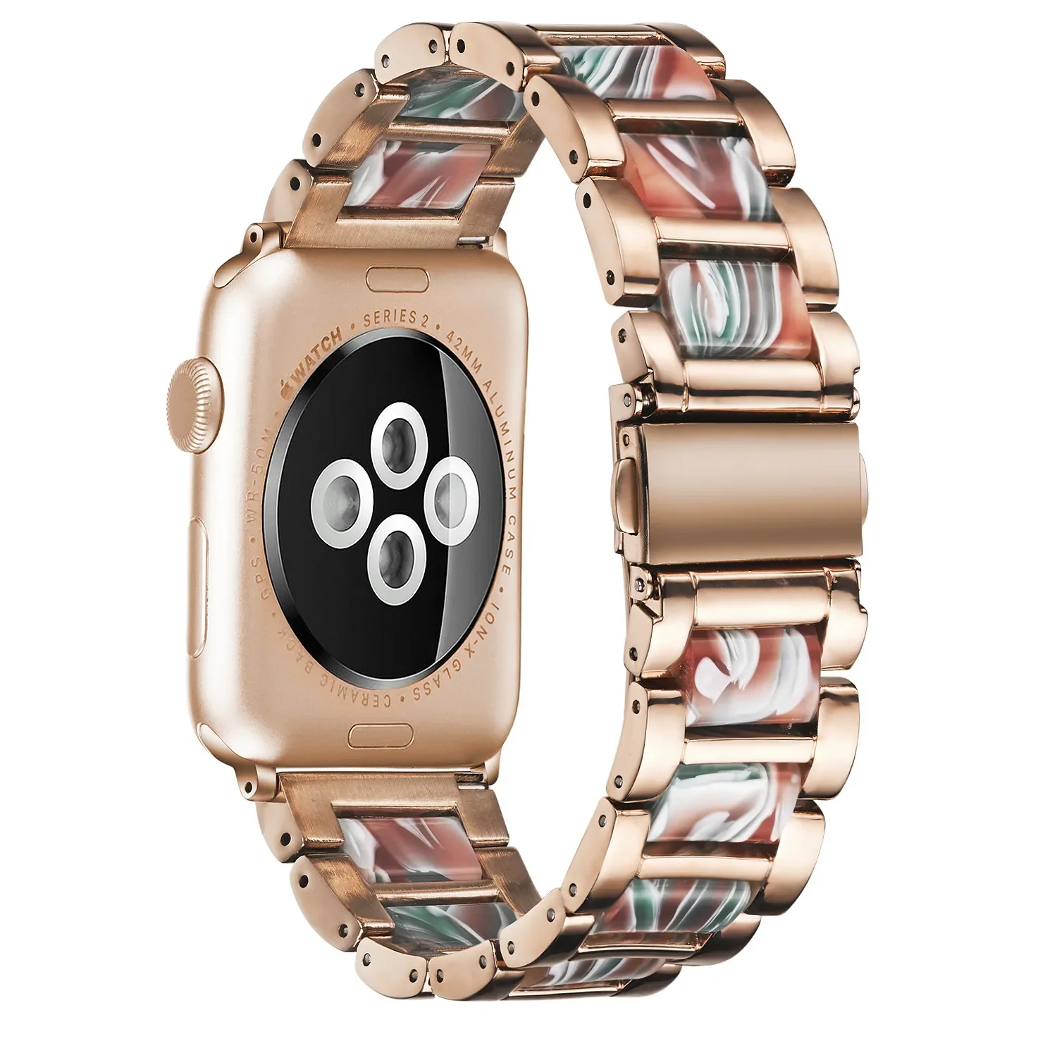 Resin+Metal Strap For Apple Watch 49mm 46mm 45mm 44mm 42mm 41mm 40mm 38mm Resin Wristband iWatch Ultra 10 9 8 7 6 5 4 3 SE Band