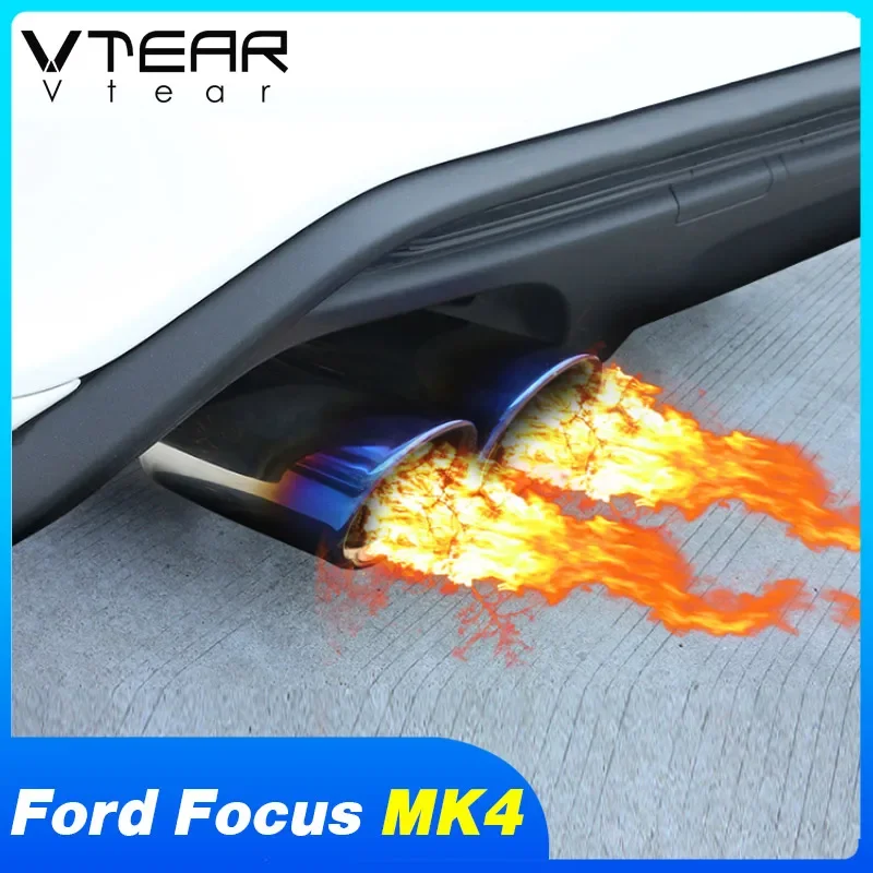 Vtear Car Tail Pipes Cover Round Exhaust Muffler Tip Accessories Car-styling Decoration Parts For Ford Focus Mk4 St Line 2020