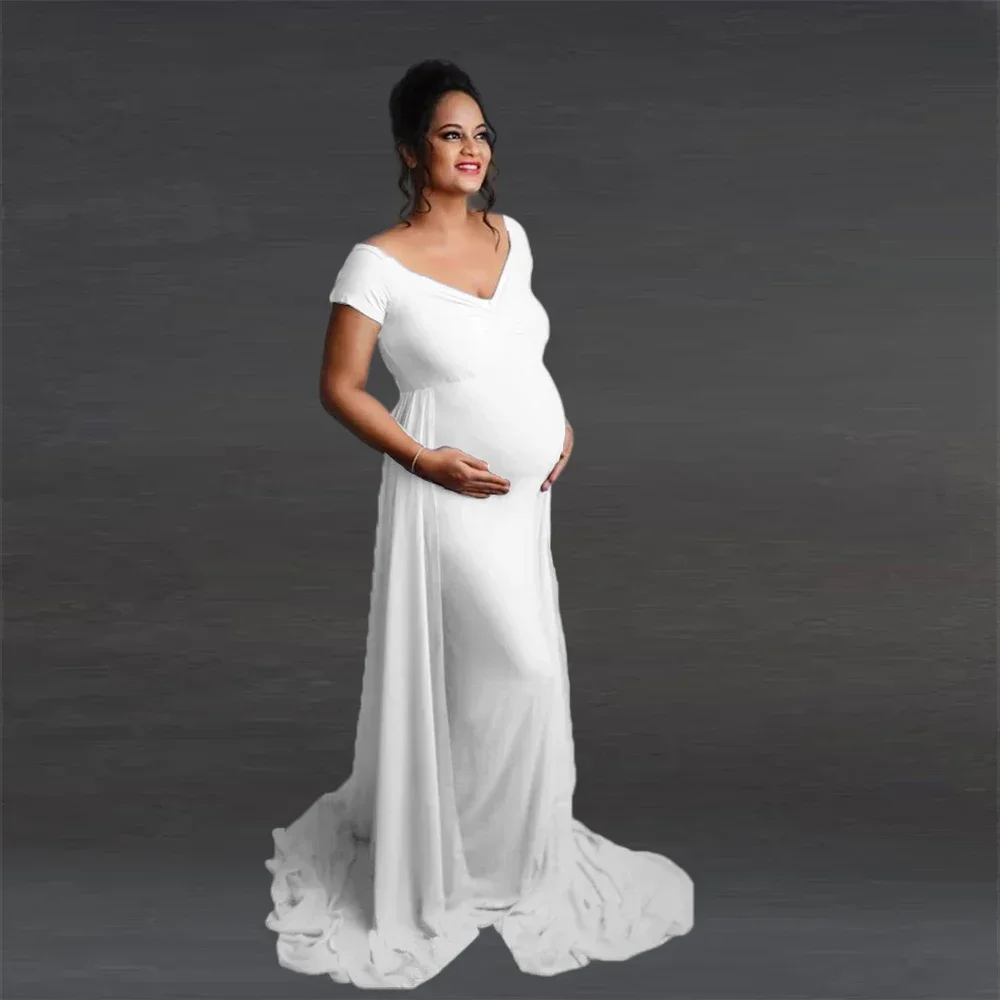 New Elegence Women's Maternity Dresses For Photo Shoot Long Baby Shower Pregnant Women Photography Prop Tail Pregnancy Maxi Gown