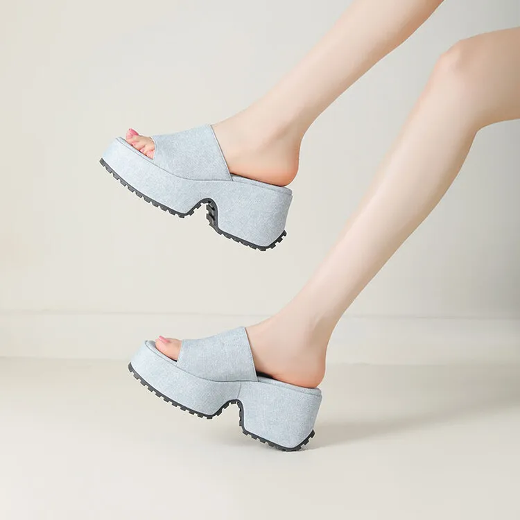 

Шлепанцы женские на высоком каблуке, сланцы, повседневная обувь на платформе, роскошные модные домашние тапочки из полиуретана, лето 2024