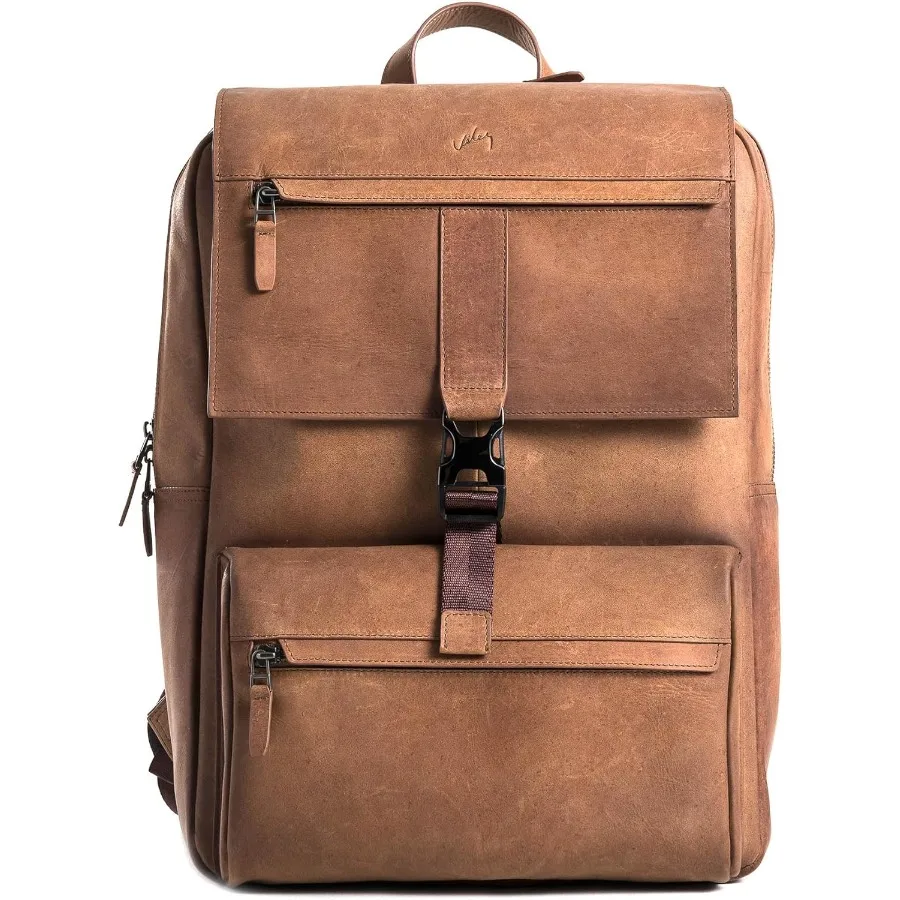 Mochila de couro para homens e mulheres clássico marrom - mochila vintage de couro de grão superior artesanal com capa para laptop de 17 polegadas -