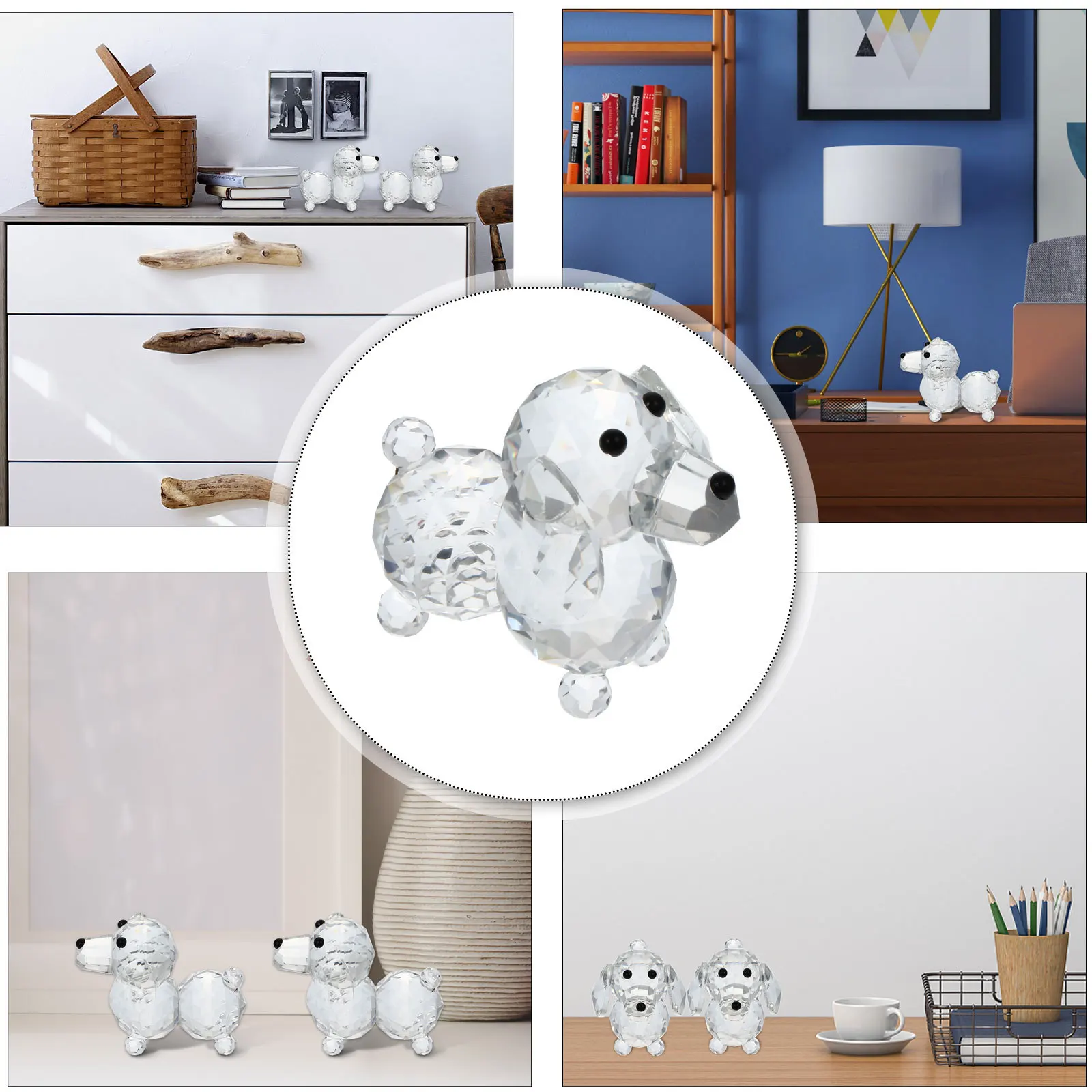 

1Pcs Crystal Dog Craft White Crystal Puppy Ornament Home Office Wine Cabinet Decoration Creative Gift Puppy Desktop Adornment