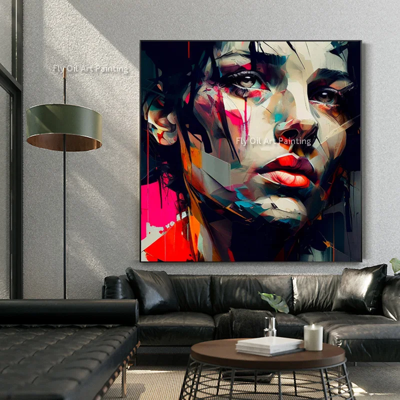 Hand Painted Abstract Feminine Charm Beautiful Woman Oil Painting Color Impression Canvas Painting For Home Wall Decor Unframed image 6