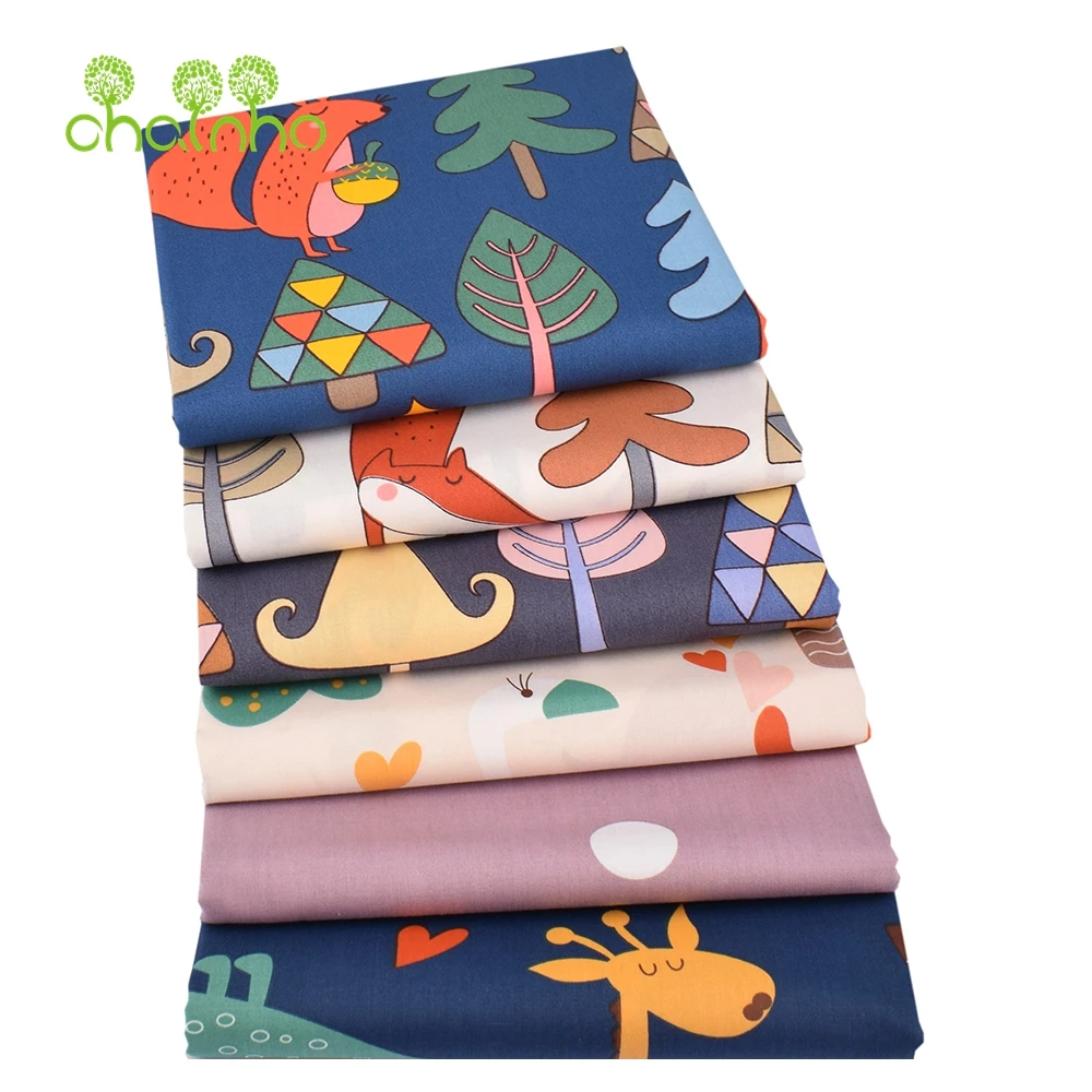 Chainho,Printed Twill Weave Cotton Fabric,,Patchwork Cloth,DIY Sewing Quilting Material,Cartoon Series,3 Specification,CC300