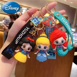 Disney Cartoon Princess Keychain Mermaid Snow White Elsa Pendant Car Keyrings Mobile Phone Bag Pendant Jewelry Kids Gifts