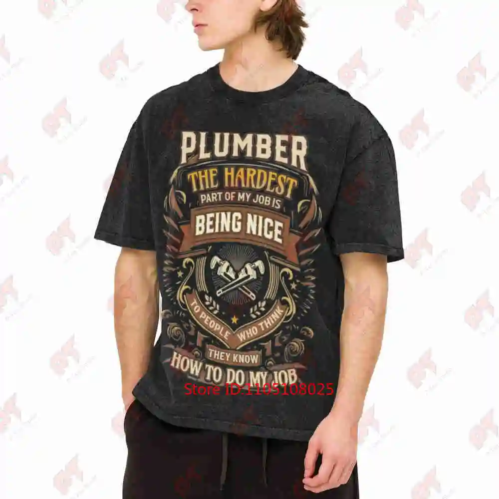 Plumber Funny Quote Vintage Washed Tee Pure Cotton T-Shirt