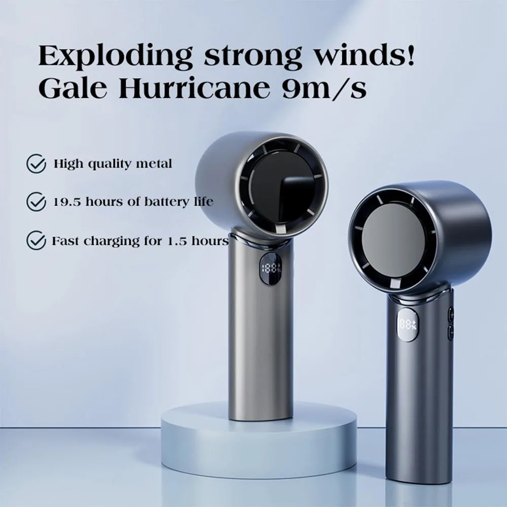 5200mah Electric Ice Compress Handheld Fan High Speed Cooling USB Rechargeable Mini LED Digital Display Travel Outdoor Desk Fans