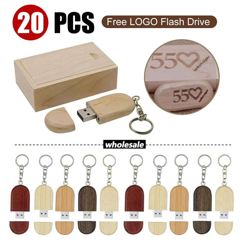

20pcs/lot Free custom logo wooden usb flash drive pen drive 64GB 32GB 16GB 4GB USB memory Stick pendrive wedding gift films