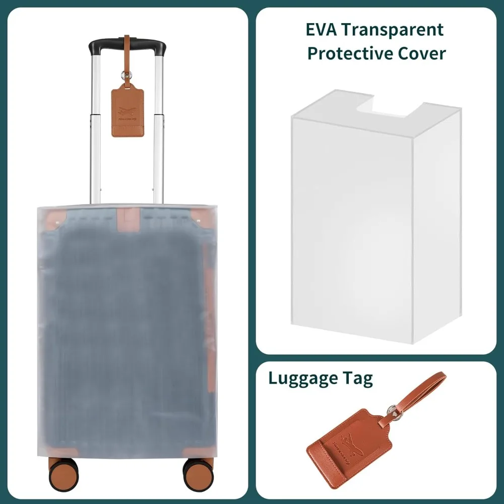 Juego de equipaje de mano aprobado por aerolínea de estilo vintage con mochila, maleta rígida ABS + PC de 20 pulgadas, pequeña maleta de viaje retro