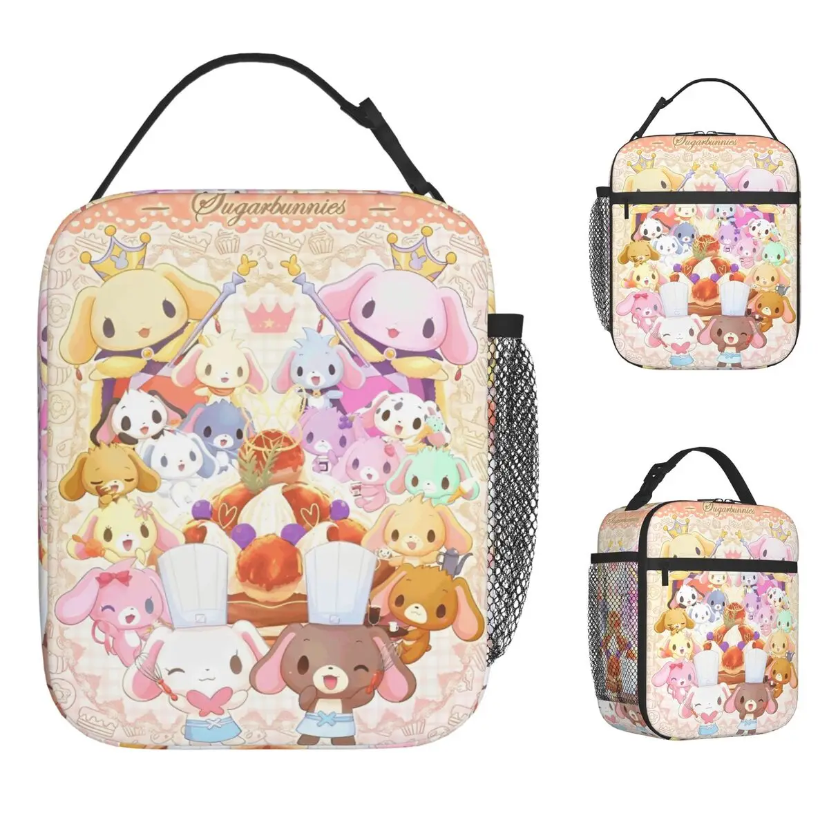 

Sugarbunnies Sugar Rabbit Insulated Lunch Bags Leakproof Cartoon Meal Container Cooler Bag Tote Lunch Box School Picnic Food Bag