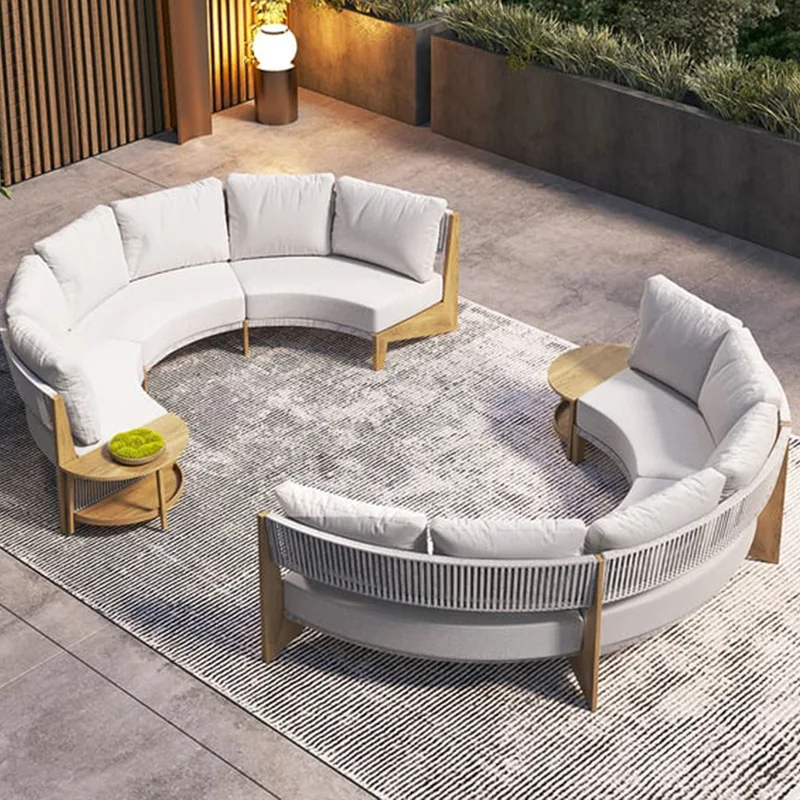 جديد في الهواء الطلق الشمال خشب الساج أريكة مجموعة فناء فيلا حديقة فندق الأثاث في الهواء الطلق