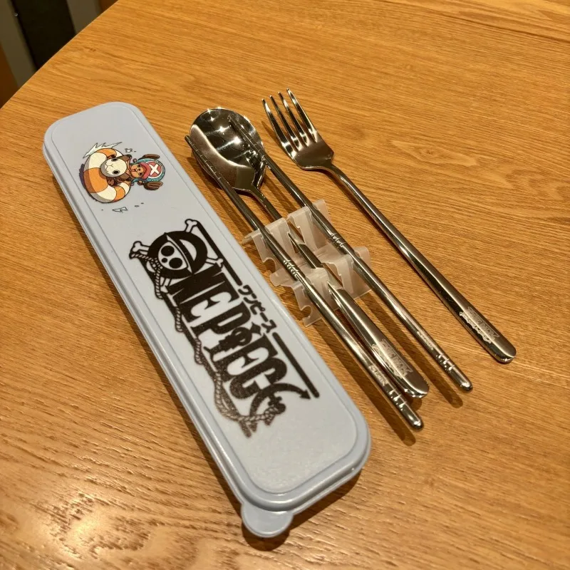 Zestaw naczyń One Piece Nika Luffy & Chopper 2025 - łyżka, widelec, pałeczki ze stali nierdzewnej 304, przenośny prezent na imprezę anime