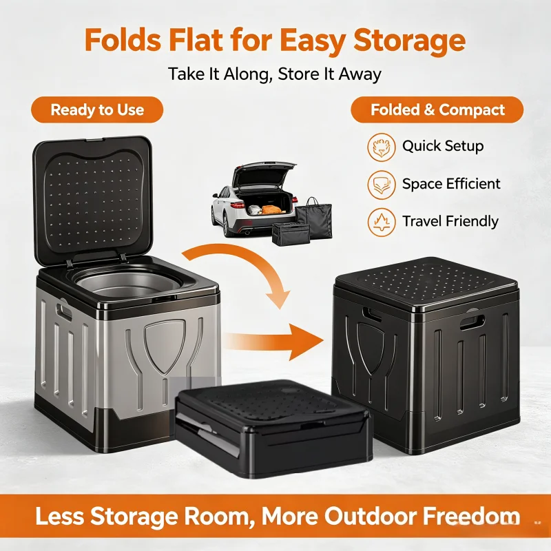 Portable Outdoor Toilet Camping Potty Car Emergency Toilet Foldable Sturdy Commode for RV Hiking Self‑Drive Outdoor Use Adults - view 5