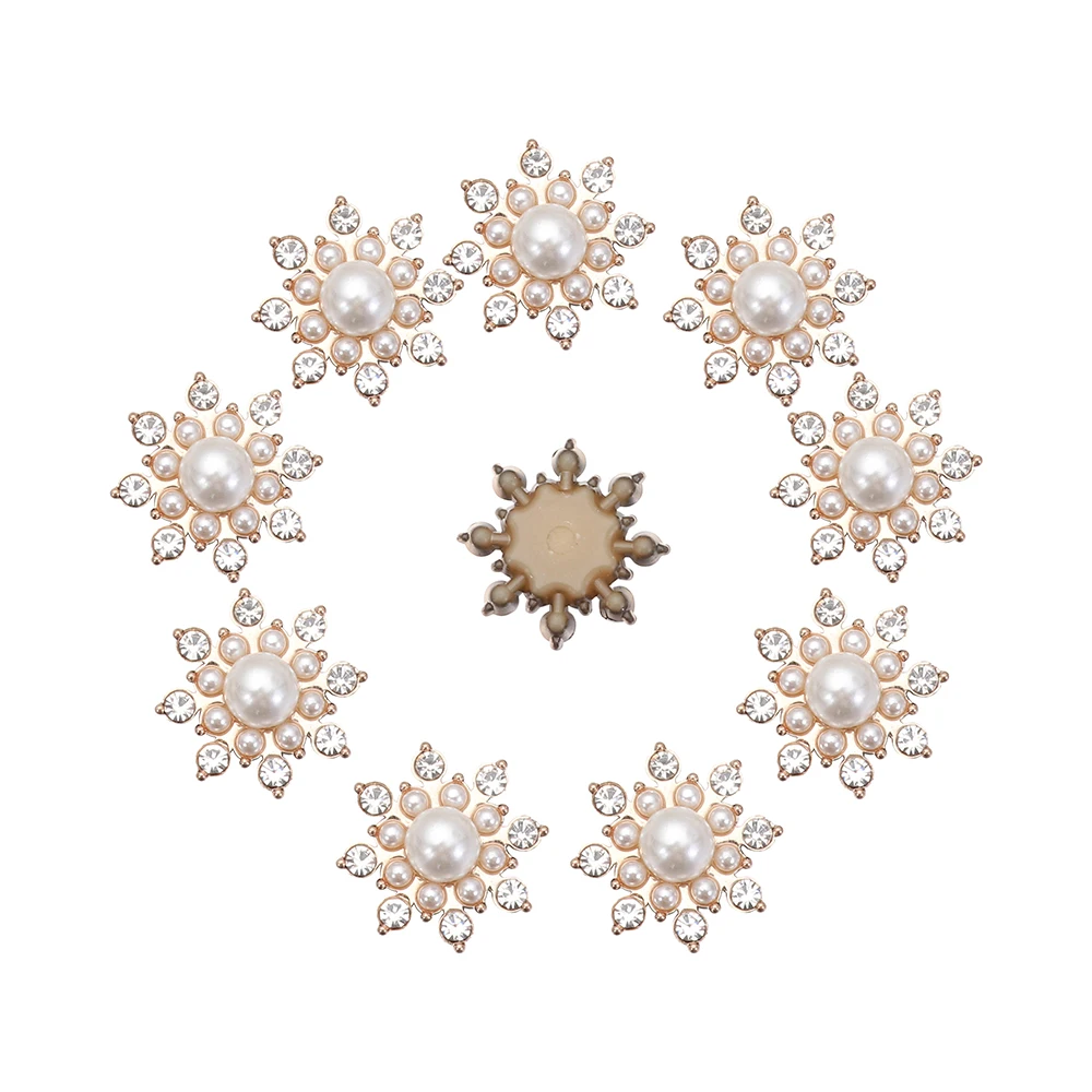 10PCS Sparkling Crystal Hat Accessories Rhinestone Buttons Pearl Button Pearl Hairpins Headwear Accessories