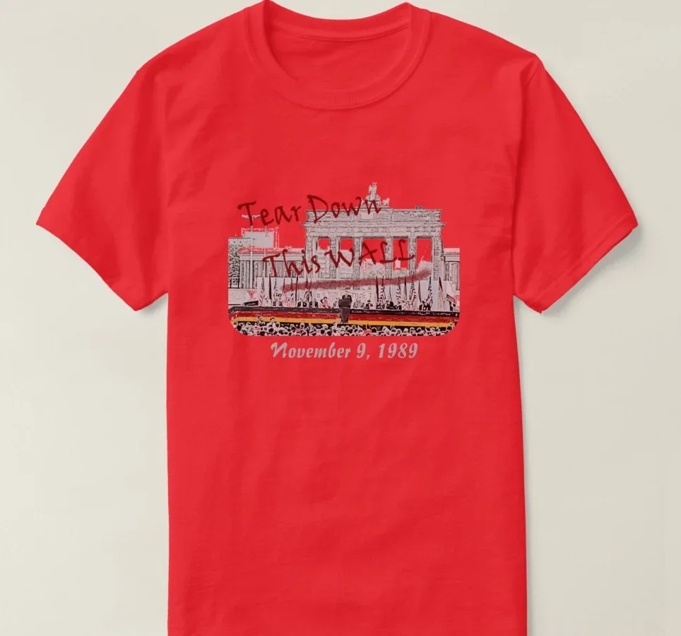 Fall of the Wall Anniversary T Shirt. New 100% Cotton Short Sleeve O-Neck T-shirt Casual Clothing Mens Top