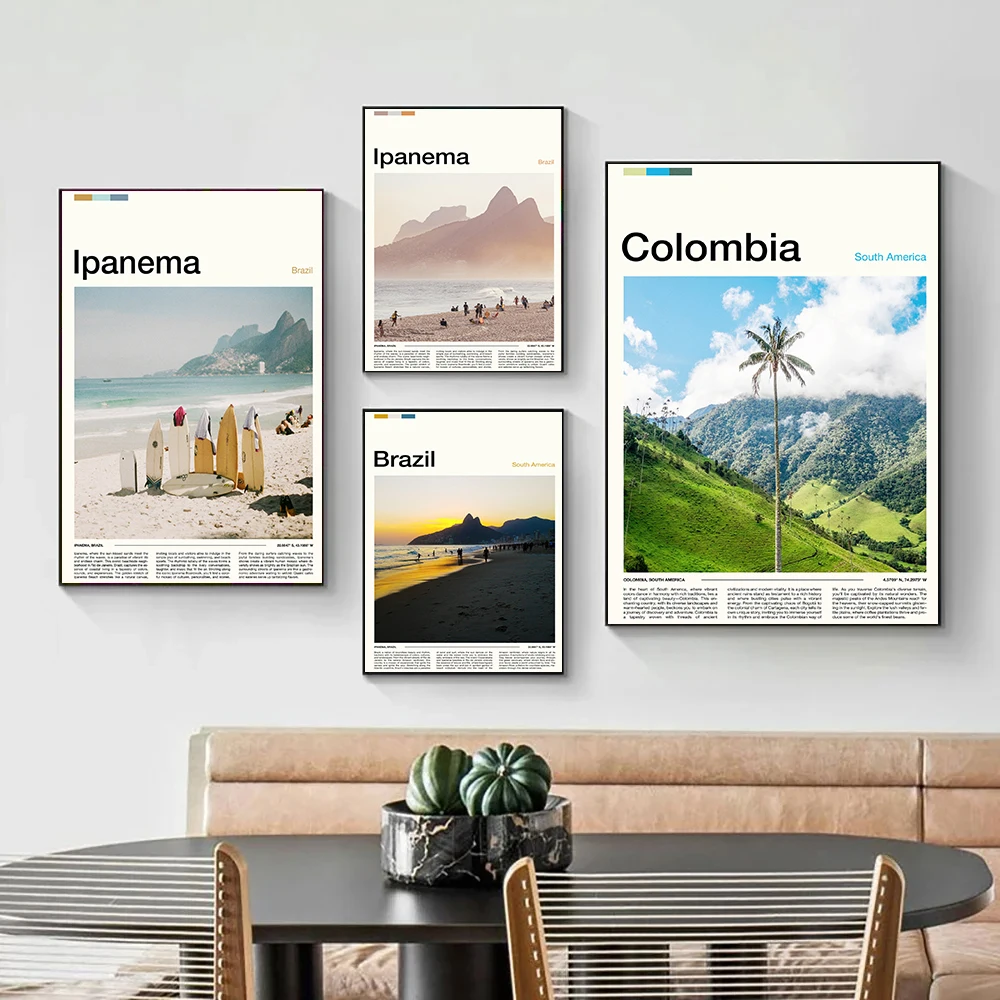 South America Brazil Coast Chile City Travel Landscape Posters and Prints Canvas Printing Wall Art Picture for Living Room Decor