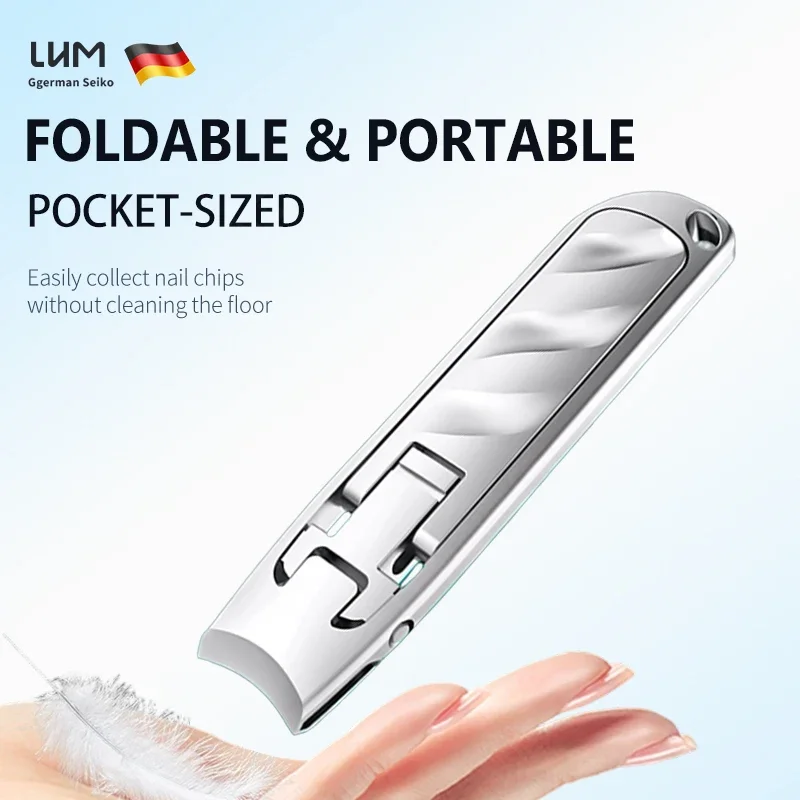 Nail Clipper & Protective Case Set - Angled + Curved Blade Clippers, Pocket-Sized Stainless Steel Nail Cutters, Foldable & Locka