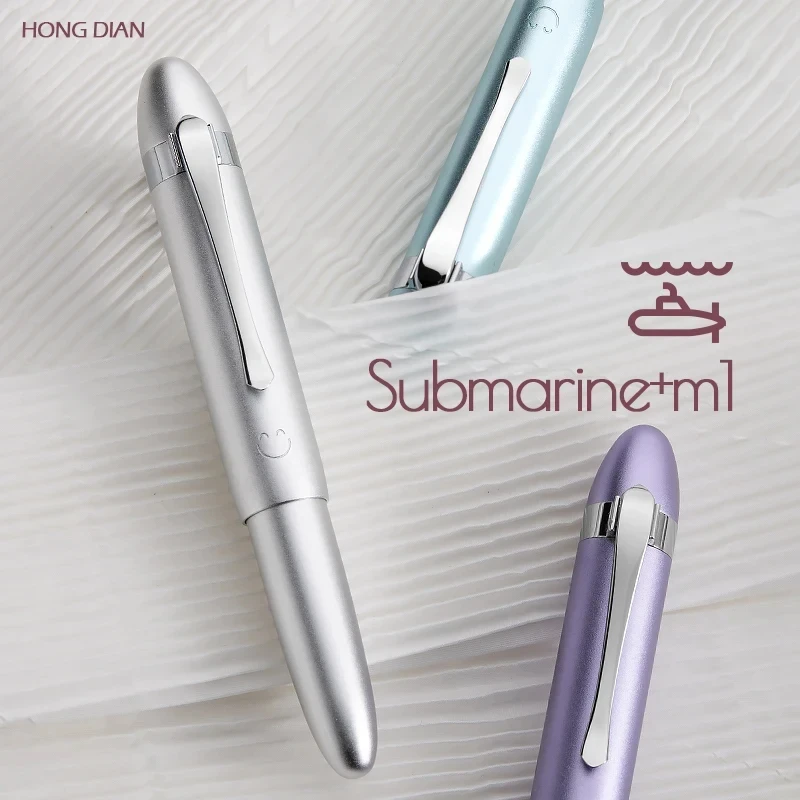 Hongdian M1 Mini pluma estilográfica de aluminio EF F Nib forma de submarino bolsillo corto regalo de viaje pluma escuela materiales de escritura de oficina