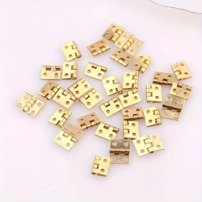 20Pcs Electroplated Mini Flat Folding Hinges Handmade Hardware for Jewelry Box Cabinet Doll House Furniture Decor