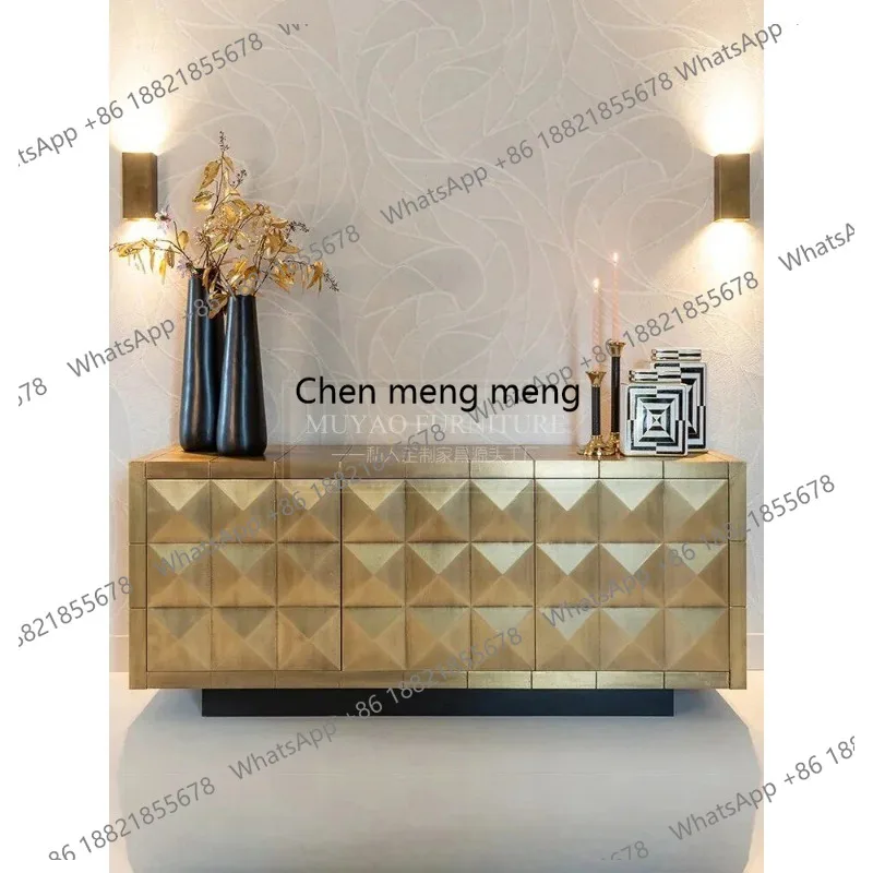 

American retro engraving gold old dining side entrance cabinet coffee table TV cabinet living room