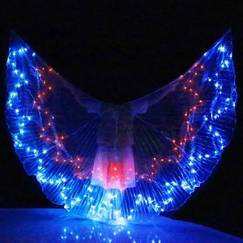 Women LED Belly Dance ISIS Wings Colorful Light Up Dance Props With Remote Control No Stick Stage Performance Wings For Adult