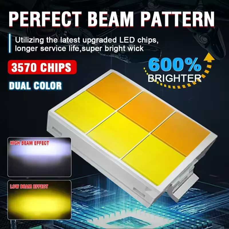 Erruson 60W 15000LM 1pc Motorcycle H4 Headlight LED Light P15D BA20D Bulbs White Yellow Fog Lamp 12V High/Low Beam