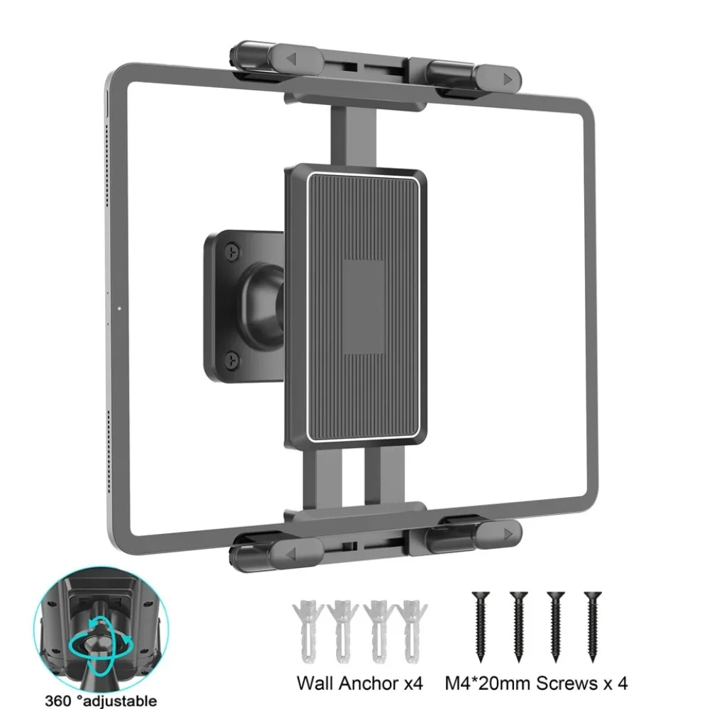 Tablet Wall Mount, 360° Rotation Tablet Holder Stand, Sturdy Base, Kitchen Wall Mount Compatible with iPad/iPhone/All 4.7-15 In