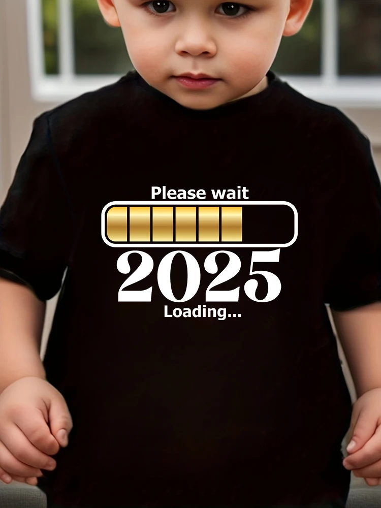 Hello 2025 Printed Kids T-shirts Fashion Happy New Year Party Tees for Girls Boys Clothing Short Sleeve Tops Children's Outfits