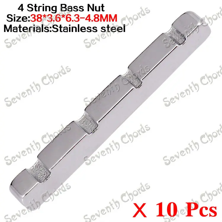 

10 Pcs 4 String Slotted Electric Bass Nut Made of Stainless Steel - Size 38 x 3.6 x 6.3-4.8mm