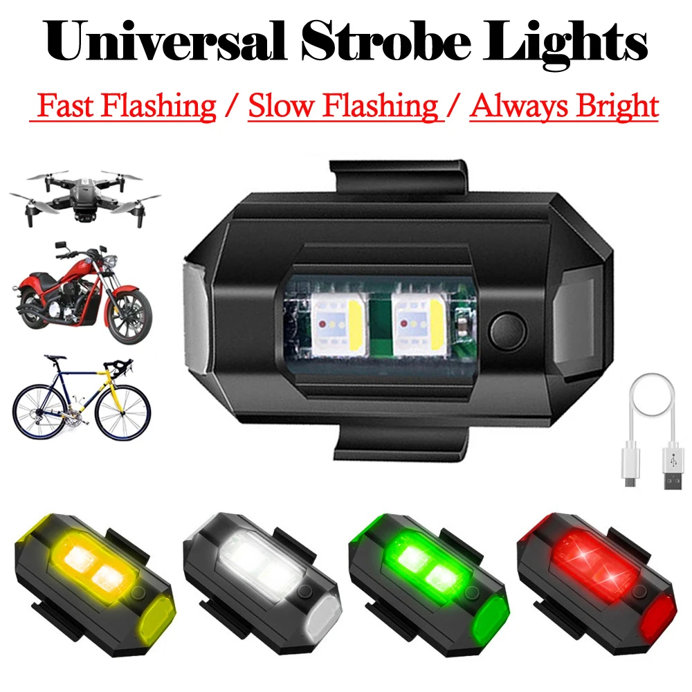 7 Colors Drone Strobe Light USB Rechargeable Anti-Collision Bike Tail /Model Aircraft Night Flying Signal Flashing Warning Light