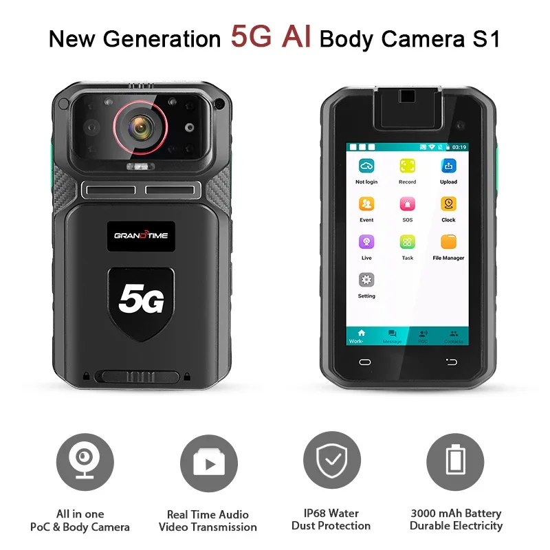 Advanced 5G Body Camera 4k Cop Officer Security 1080P Chest Vehicle Mounted Recorder with PTT SOS Chest Cam AI Body Worn Camera