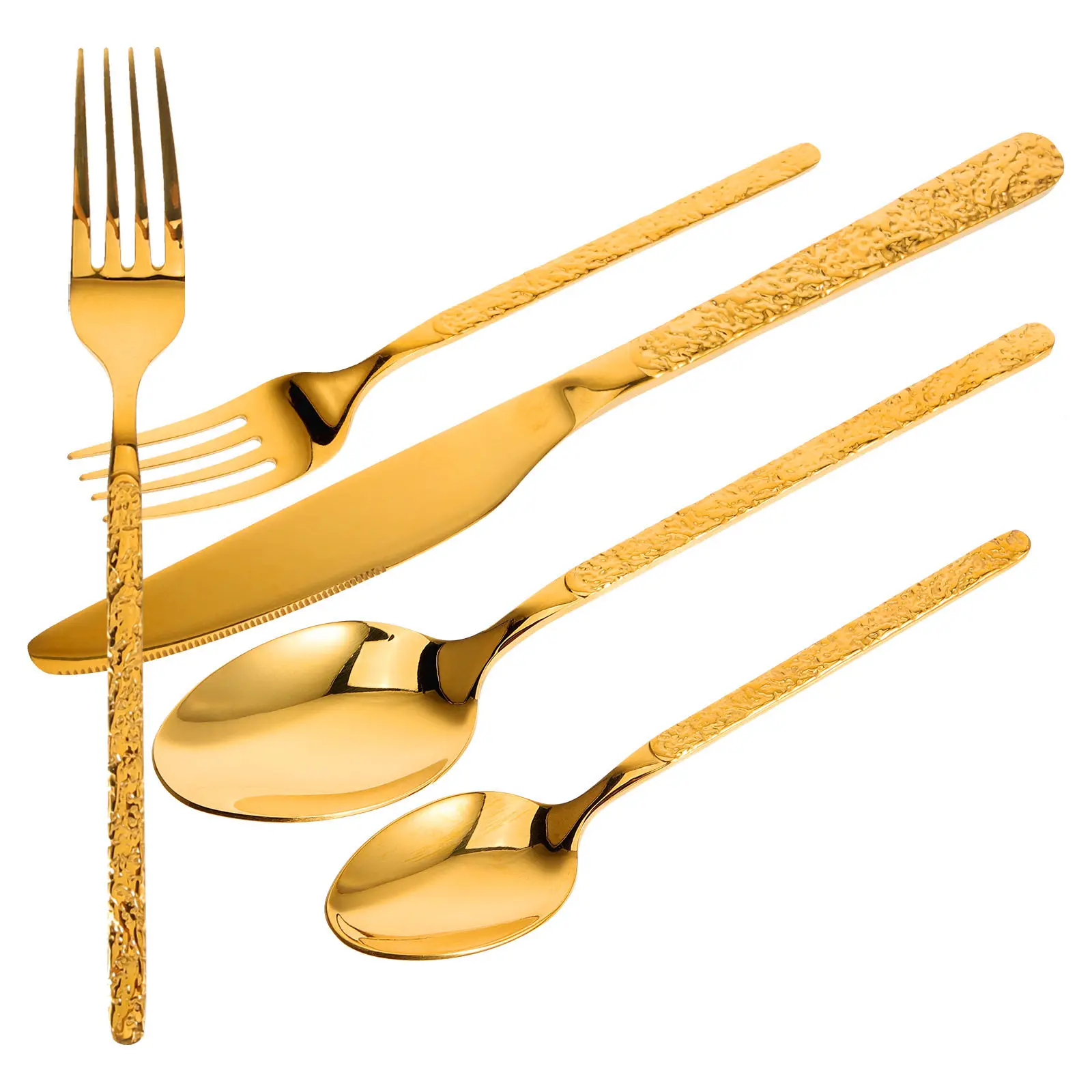 

Набор столовых приборов из нержавеющей стали с рельефным дизайном, прочный, портативный, для дома и ресторана (вилка, ложка, нож)