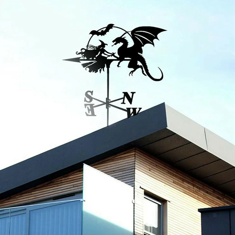 HOT SALE Retro Weather Vane Farm Weather Vane Wind Direction Indicator Witch&Dragon