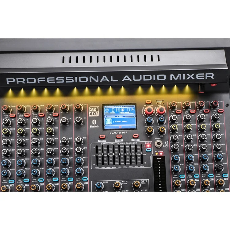 VR Series 128 DSP Effects Audio Console Mixer 12/16/20 Channel Sound Mixer for DJ Controllers