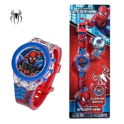 Anime Flash Light Spiderman Kids Watches for Boys Cartoon Children Watch Girls Student Clock Gifts Cute Girly Heart