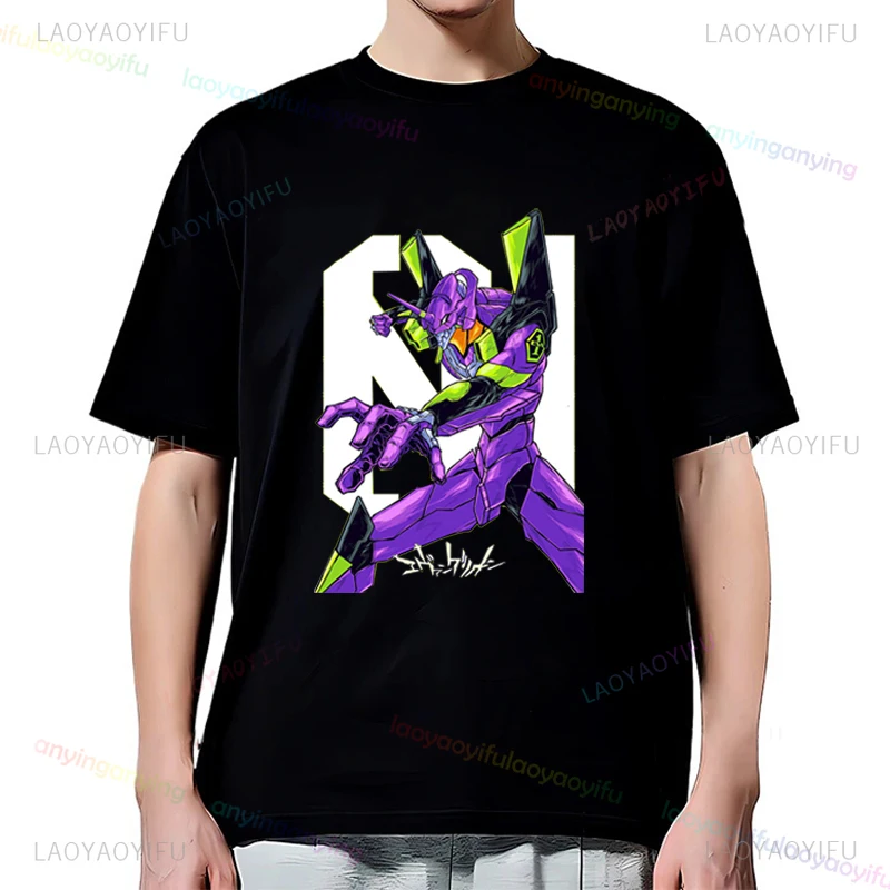 2024 Anime-Neon-Genesis-Evangelion-Tshirt Cotton Short Sleeve T Shirt Cartoon Graphic Pattern Tee Harajuku Men Women Clothes