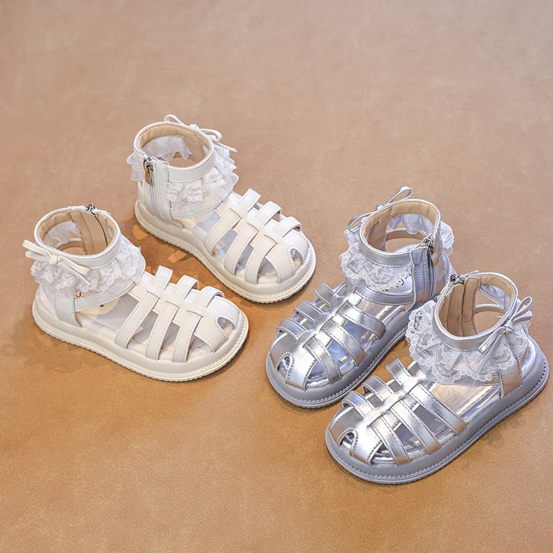 Children Lace Roman Sandals 2026 New Summer Princess Sandals Causal Kids Beach Sandals Comfortable School Shoes Outdoor Footwear